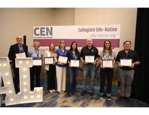 Representatives from several of the organizations receiving The Moody Foundation grants gather for a commemorative photo during Collegiate Edu-Nation's Rural Empowerment Conference Awards Luncheon. Grant recipients represent school districts and partner organizations across rural Texas. Not all grant recipients are pictured.